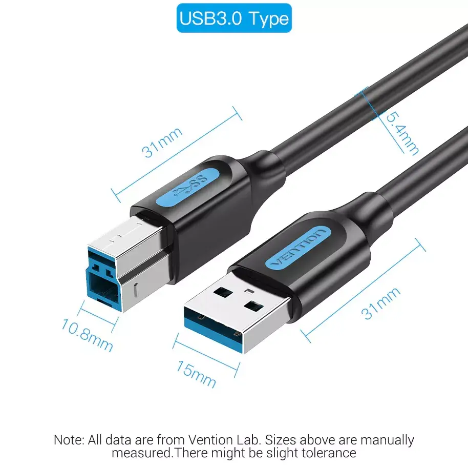 Vention USB 3.0 A–B kabelis 3 m Photo 14