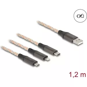 DeLOCK USB Cable 1.2m USB 2.0 USB A USB C/Micro-USB B/Lightning Transparent