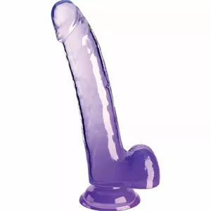Dildo KING COCK D-236642 Clear Dildo with Testicles Purple Material