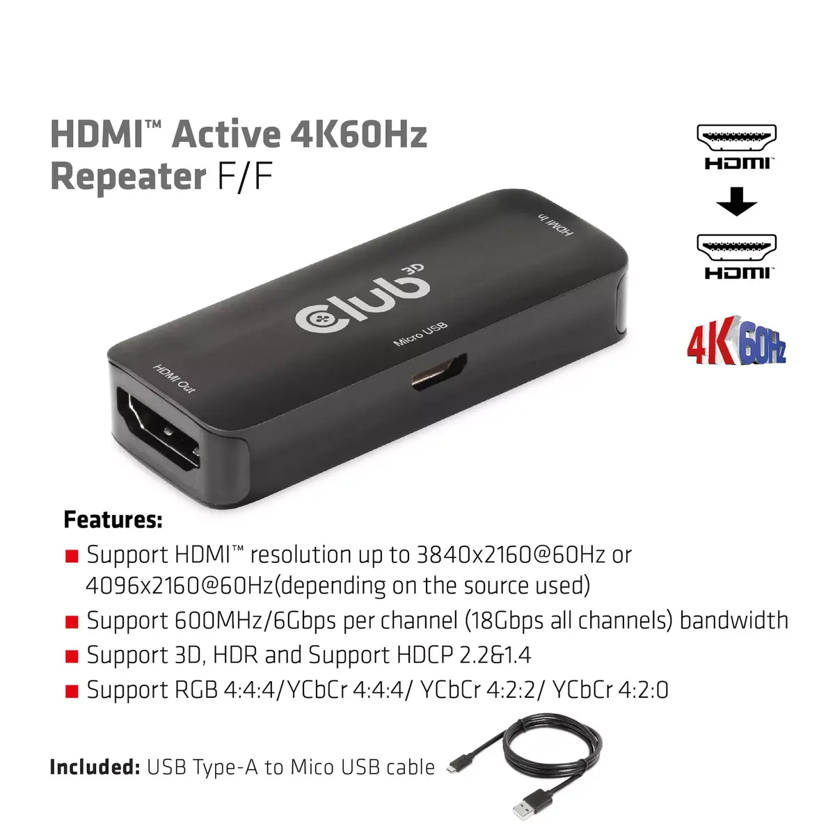 HDMI активный репитер CLUB3D CAC-1307 Photo 3