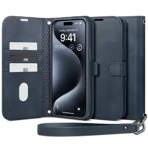 Maku soma Spigen Wallet S Pro iPhone 15 Pro Navy 6.1" 3 karšu kabatas