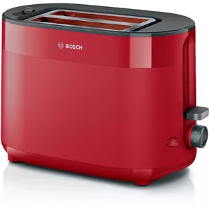 Toaster Bosch TAT2M124 — 2-slice 950 W, red, bread centering, defrost, lift