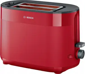 Toaster Bosch TAT2M124 — 2-slice 950 W, red, bread centering, defrost, lift