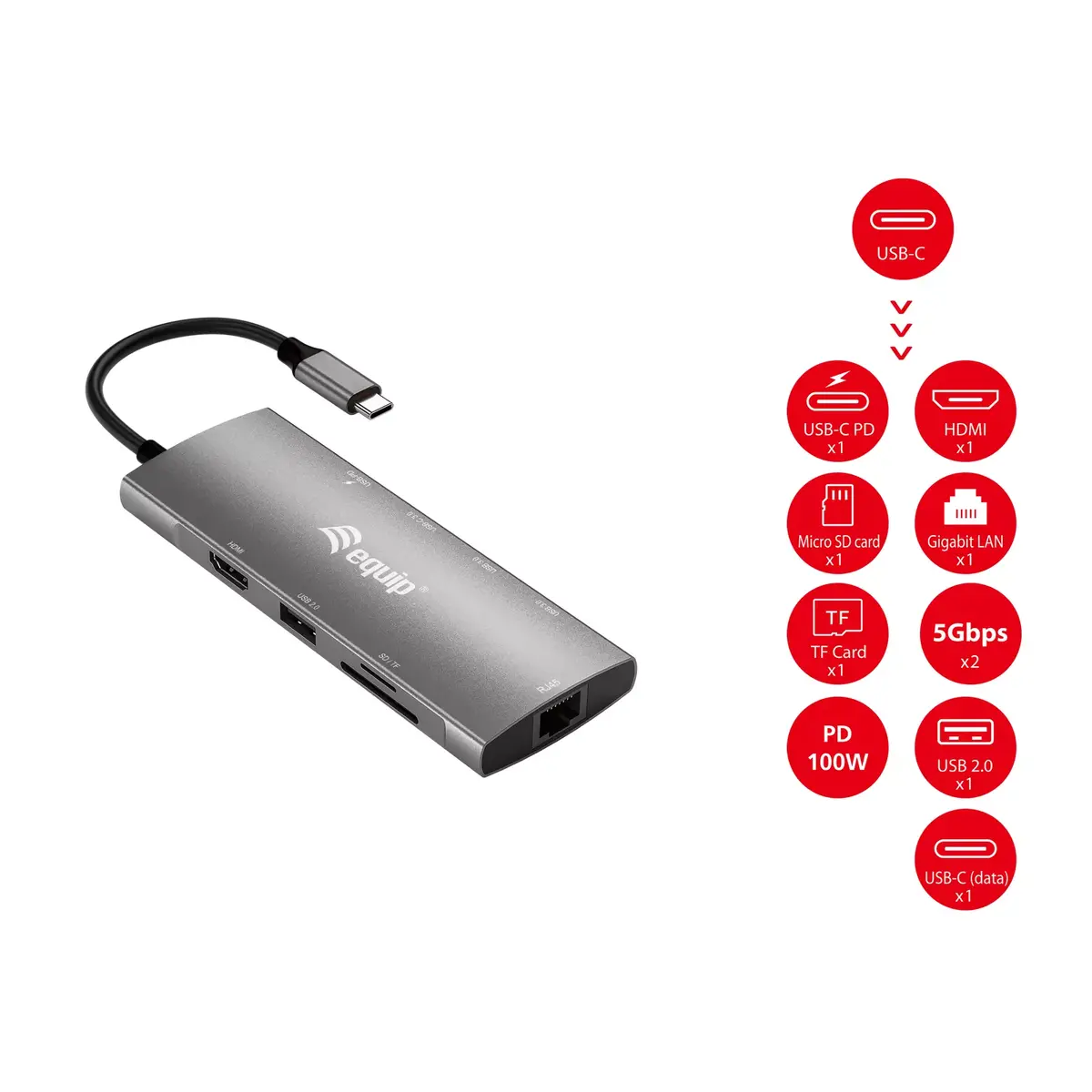 Multifunctional Adapter Equip USB-C 9 in 1 Photo 3