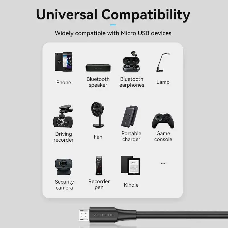 Vention CTIBC USB 2.0 kabelis USB A–Micro‑USB B Photo 9