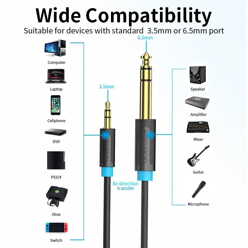 Vention BABBJ 3.5mm to 6.35mm Audio Cable 5m Photo 6