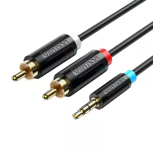 Audio kabelis-adaptors Vention BCLBK 3,5 mm vīrietis → 2×RCA vīrietis, 8 m, melns