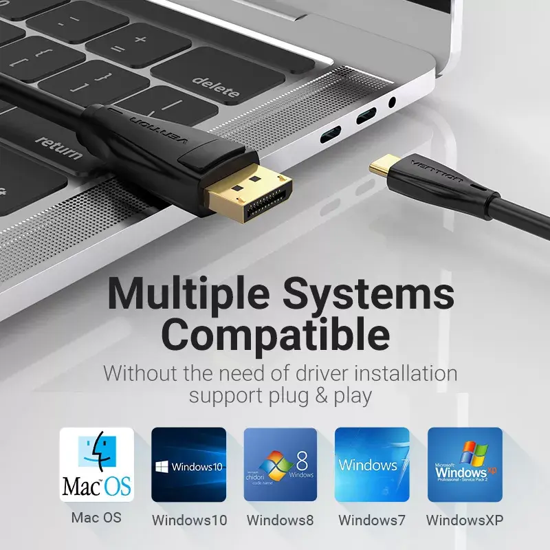 Vention USB-C → DisplayPort 8K кабель 2 м Photo 7