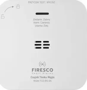 Ogļskābā monoksīda detektors FIRESCO FCO-850 SA — modelis FCO-850 SA, ar tīkla barošanu un trauksmi (MPN FCO-850 SA)