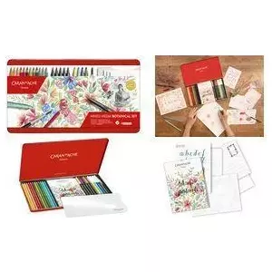 Набор для смешанных техник Caran d'Ache Botanical — 24 предмета с 12 акварельными карандашами Supracolor