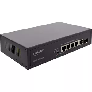 Neadministrēts slēdzis InLine PoE+ Gigabit Network Switch 5 Port 4x PoE+ 1xSFP 1Gb/s galda