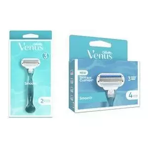 Бритва Gillette for Women Venus Smooth, вкл. 2 лезвия с долговечным дизайном, 3 лезвия, эргономичная - 1 шт. (8001090585752)