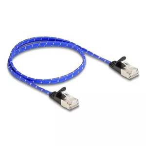 Network Cable DeLOCK RJ45 Flat Cat.6A 0.5m Blue