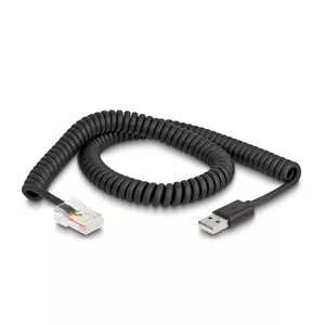 DeLOCK RJ50 to USB 2.0 Type-A Coiled Cable 2 m Black