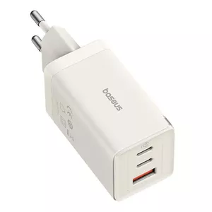 Сетевое зарядное устройство Baseus GaN5, 65 Вт, 2x USB-C и 1x USB-A, с кабелем 1 м, белое