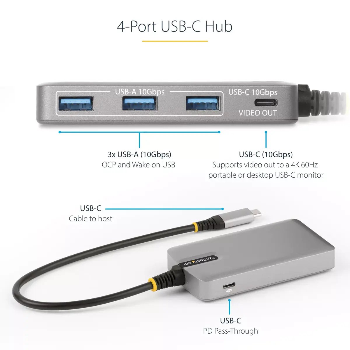StarTech USB-C hubs HB31C3A1CDPPD3 — 4 porti, 4K@60Hz Photo 12