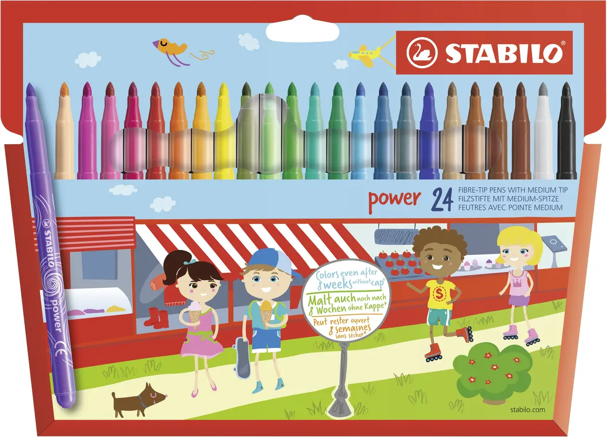 Stabilo power flomāsters Medium Daudzkrāsains 24