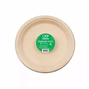 Disposable compostable plates GoGreen 1901286 — sugar cane fiber, eco-friendly, pack details not specified