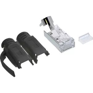 InLine Crimp connector Cat.6A RJ45 shielded 3-piece black 10-pack