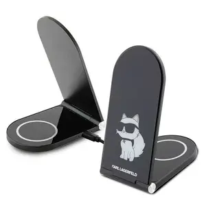 Wireless Charger Karl Lagerfeld Aluminum Desktop 2in1 Choupette NFT Black — wireless charging pad and phone stand