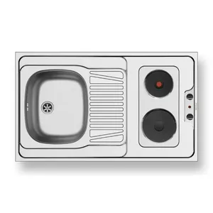 Кухонная мойка PYRAMIS 140118601 с 2 конфорками, чаша 340x400x150 мм, реверсивная, встраиваемая плита 145/180 мм 1500 Вт