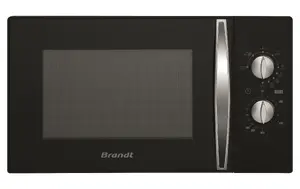 Mikroviļņu krāsns BRANDT GM2500B, 900 W, 23 l tilpums, 30 min aizkave, 27 cm griežamā šķīvis