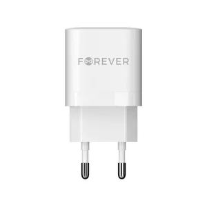 Lādētājs forever TC-05 PD+USB GaN 33W White – USB‑C PD un USB‑A ātrā uzlāde, 33W jauda