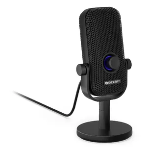 Datormikrofons ENDORFY Solum Voice S — USB kondensatora kardioīda, 24 bitu/96 kHz, galda stiprinājums, austiņu izeja, mute, rotācijas vadība (melns)