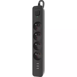 Сетевой фильтр DEFENDER SFS 135 с 4G розеткой и 3x USB, кабель 5,0 м, чёрный