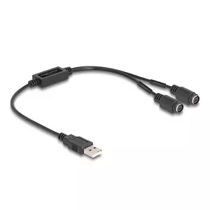 DeLOCK 61061 PS/2 кабель 0.43 м 2x 6-п Mini-DIN USB A черный