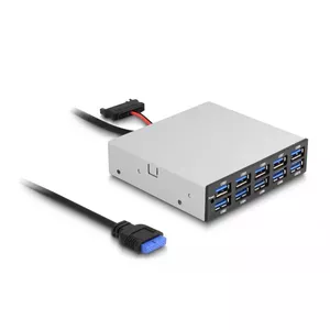 DeLOCK 64208 USB pin header hub 19 pin 5000 Mbit/s Black Grey