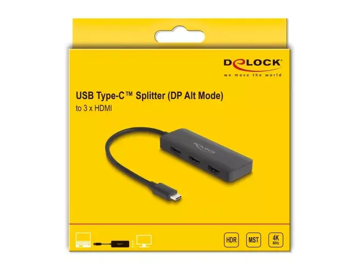 DeLOCK USB Type-C Splitter DP Alt Mode to 3 x HDMI MST Photo 3