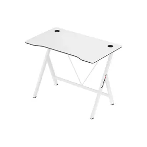 Gaming desk huzaro Hero 1.4 White — compact straight gaming desk, 1000×500×750 mm, MDF/carbon top, metal frame