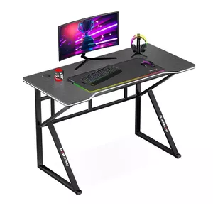 Игровой стол huzaro Hero 1.6 Black — прямая столешница MDF/карбон 1200×600×750 мм, металлический каркас