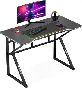 Игровой стол huzaro Hero 1.6 Black — прямая столешница MDF/карбон 1200×600×750 мм, металлический каркас