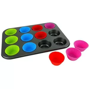 Baking mold with silicone inserts KingHoff KH 4188 — multi-cavity bakeware for muffins and small cakes