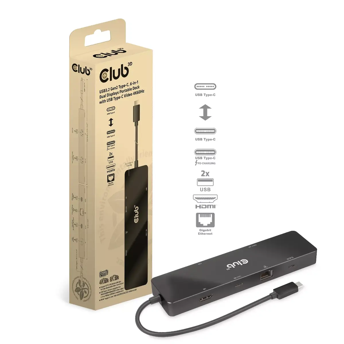 CLUB3D USB3.2 Gen2 Type-C 6-in-1 Doks Photo 7