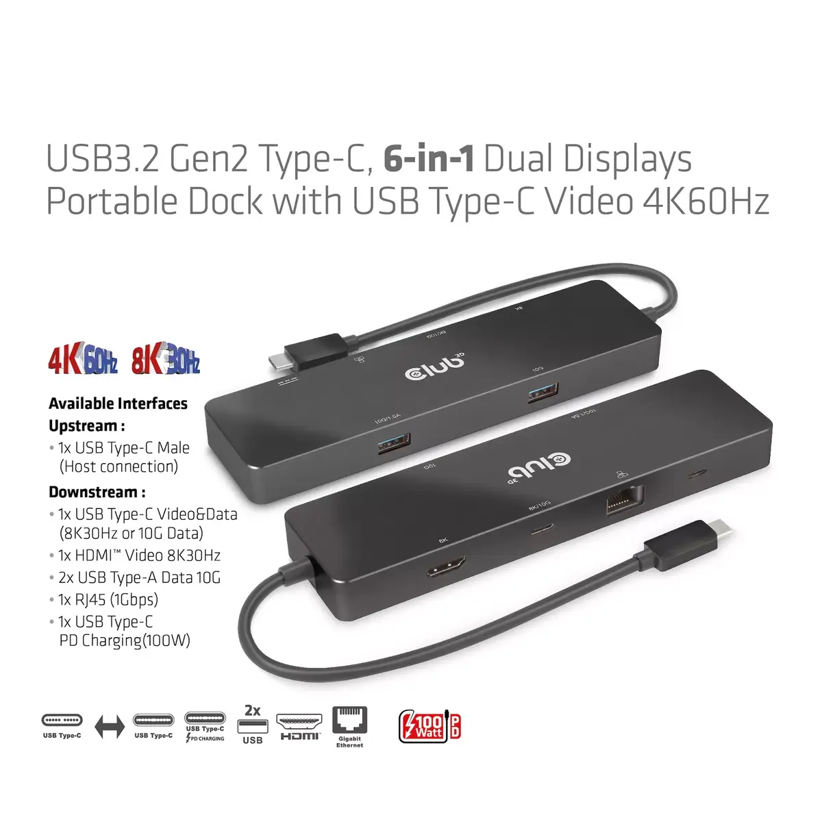 CLUB3D USB3.2 Gen2 Type-C 6-in-1 Doks Photo 9