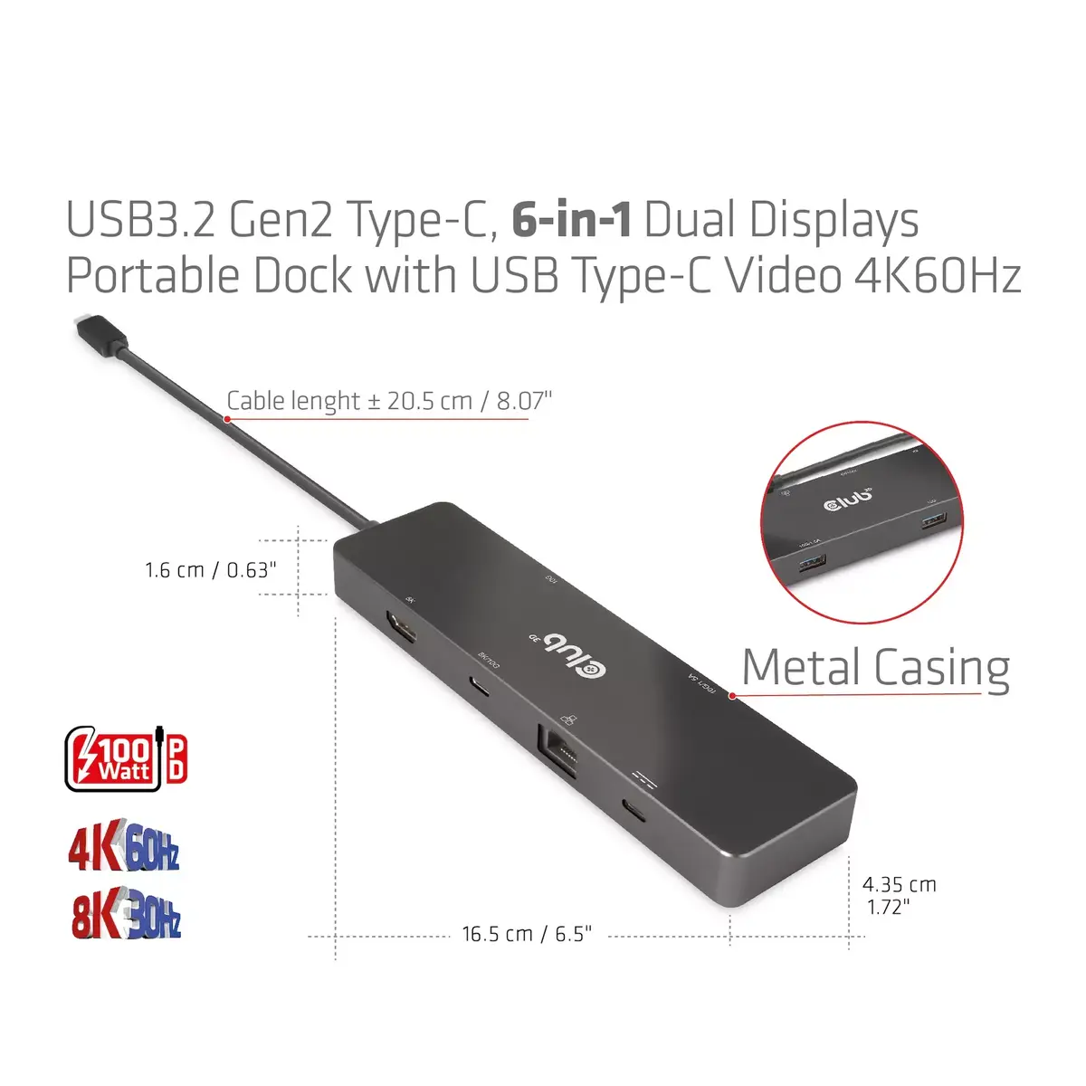 CLUB3D USB3.2 Gen2 Type-C 6-in-1 Doks Photo 10