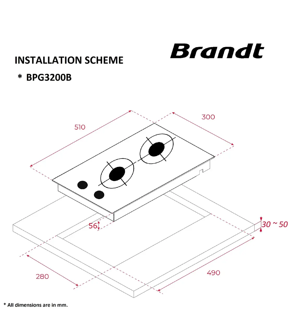 BRANDT BPG3200B iebūvējamā gāzes plīts 30 cm Photo 5