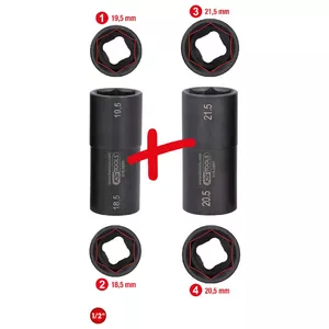 Socket set KS Tools 515.0895 1/2" drive 2 socket heads