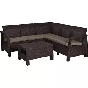 Keter Corfu Relax set outdoor furniture set Brown Taupe Table 57x77x42 cm