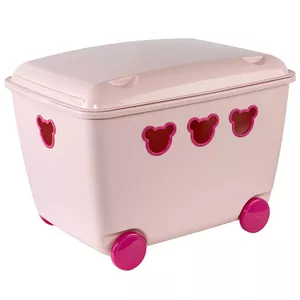 Контейнер для хранения Branq Teddy Box 55 л на колёсах, розовый
