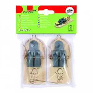 Mouse trap Swissinno FSC KOKA 2 pcs — reusable wooden-style mechanical snap trap, pack of 2