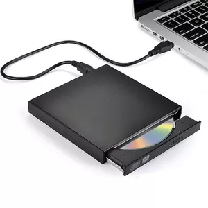 CP RW1 Plāns Ārējais USB 2.0 CD / DVD Rom Disku Lasītājs ar USB Vada barošanu Melns