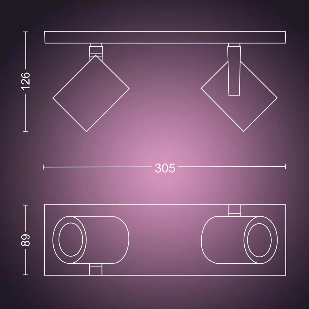 Philips Argenta dubultais prožektors viedā LED gaisma Photo 3