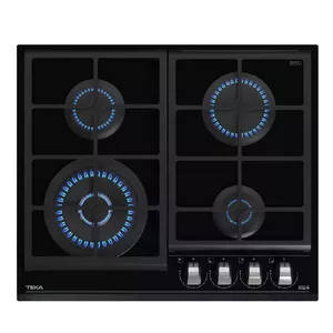 Gas hob TEKA GZC 64320 XBC BK, 4 zones, glass top, rotary controls, 60 cm