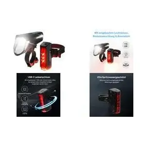 Комплект велосипедных фонарей FISCHER FAHRRAD PLUS 110 TWIN STOP LED, передний и задний, черный