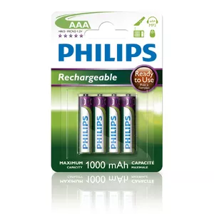 Uzlādējamas AAA baterijas Philips R03B4RTU10/10 — NiMH 1,2 V, komplekts 14 gab. (blisteris)
