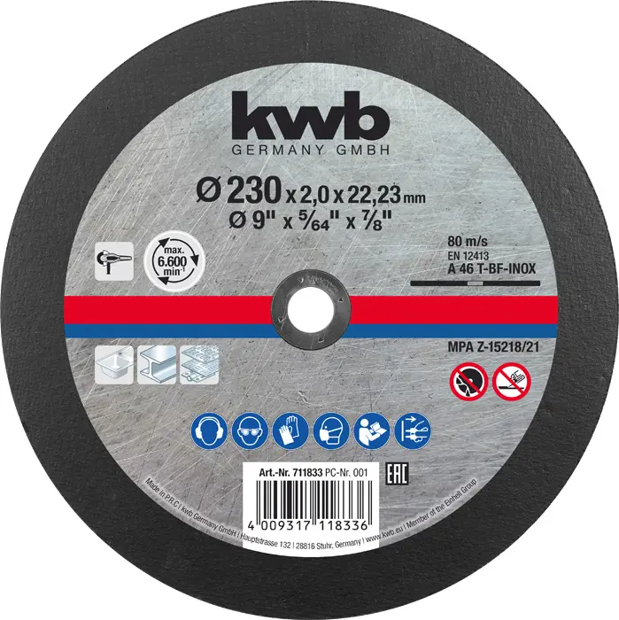 KWB 711833 Leņķa slīpmašīnas piederums Griešanas